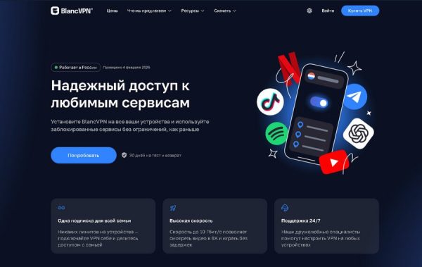 BlankVPN — интерфейс сервиса